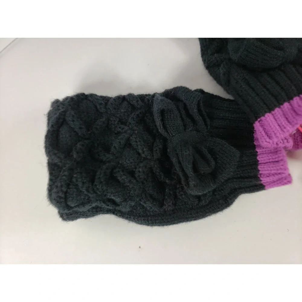 Material‎ Girl Macy's Black Bow Pink Trim Fingerless Gloves